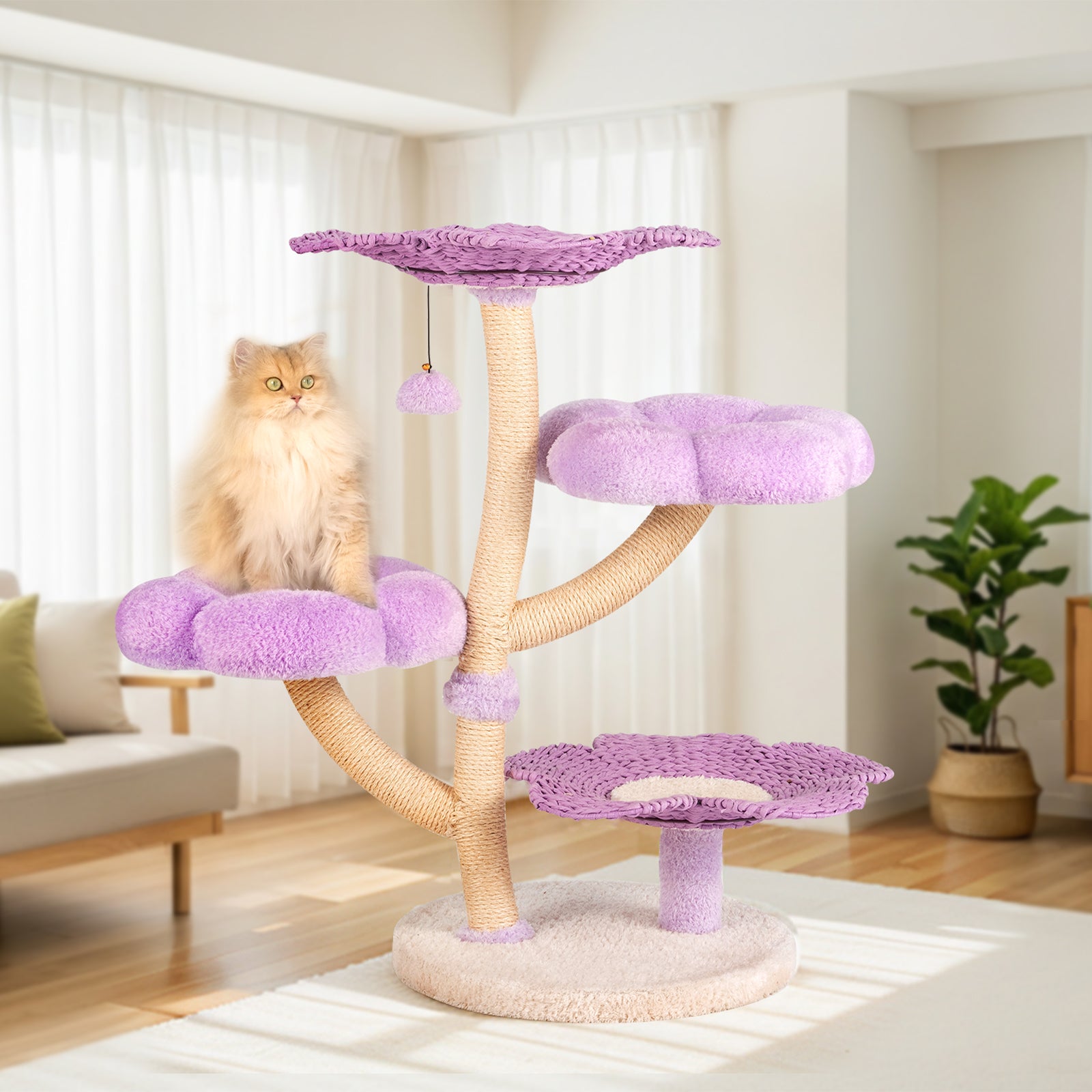 Purple Woven Flower Cat Tree