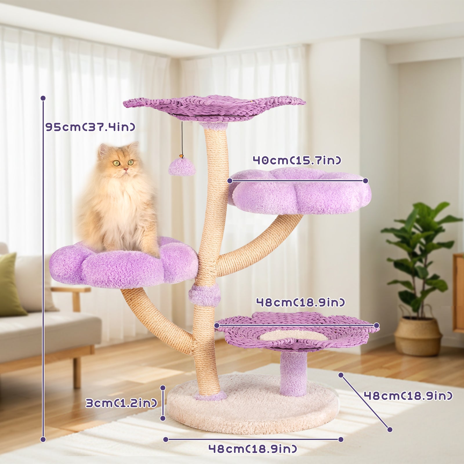 Purple Woven Flower Cat Tree