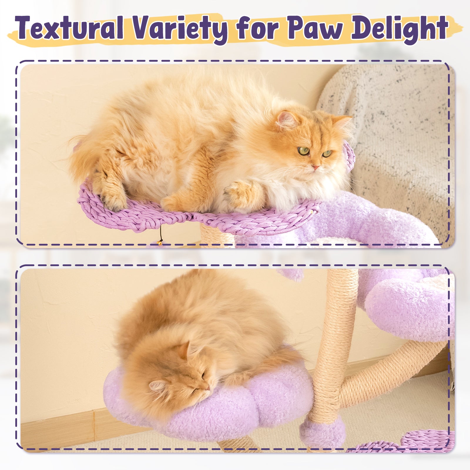 Purple Woven Flower Cat Tree