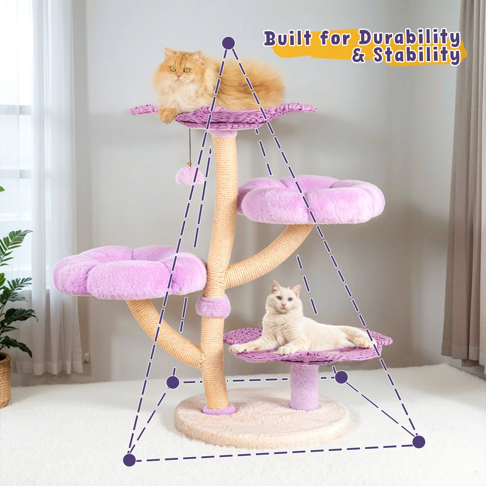 Purple Woven Flower Cat Tree
