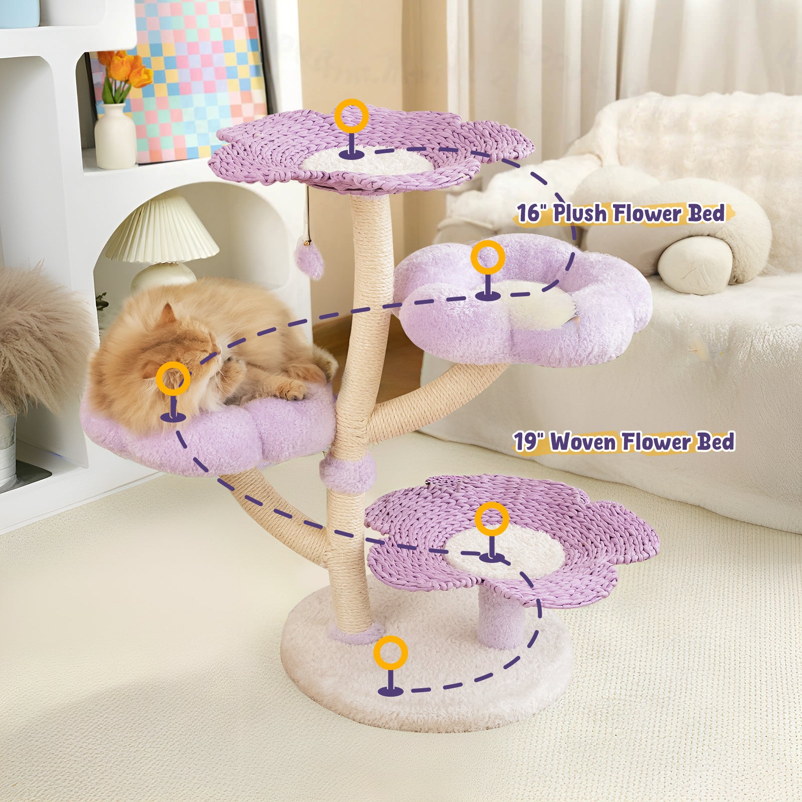 Purple Woven Flower Cat Tree