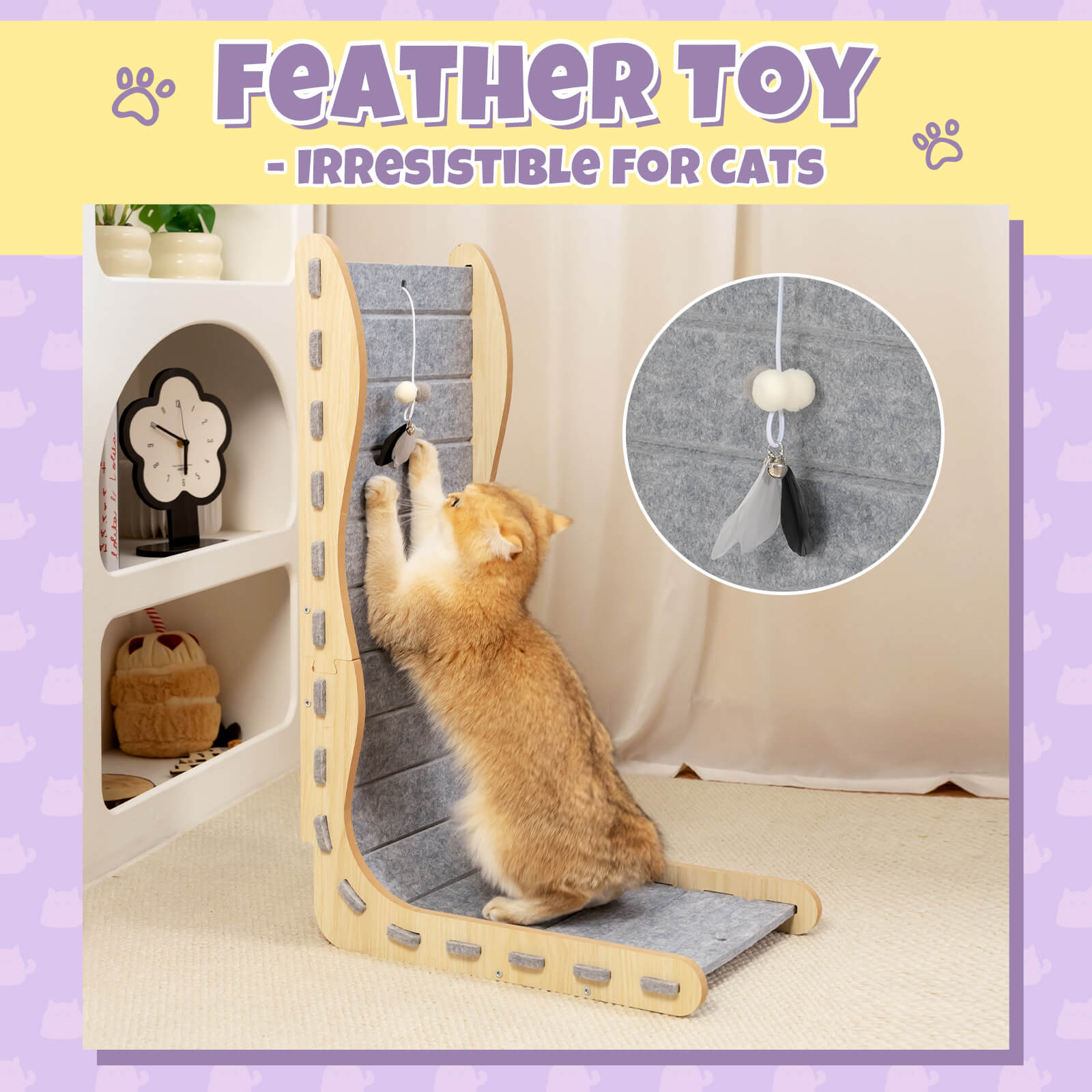 Modern Felt L-Shape Cat Scratcher