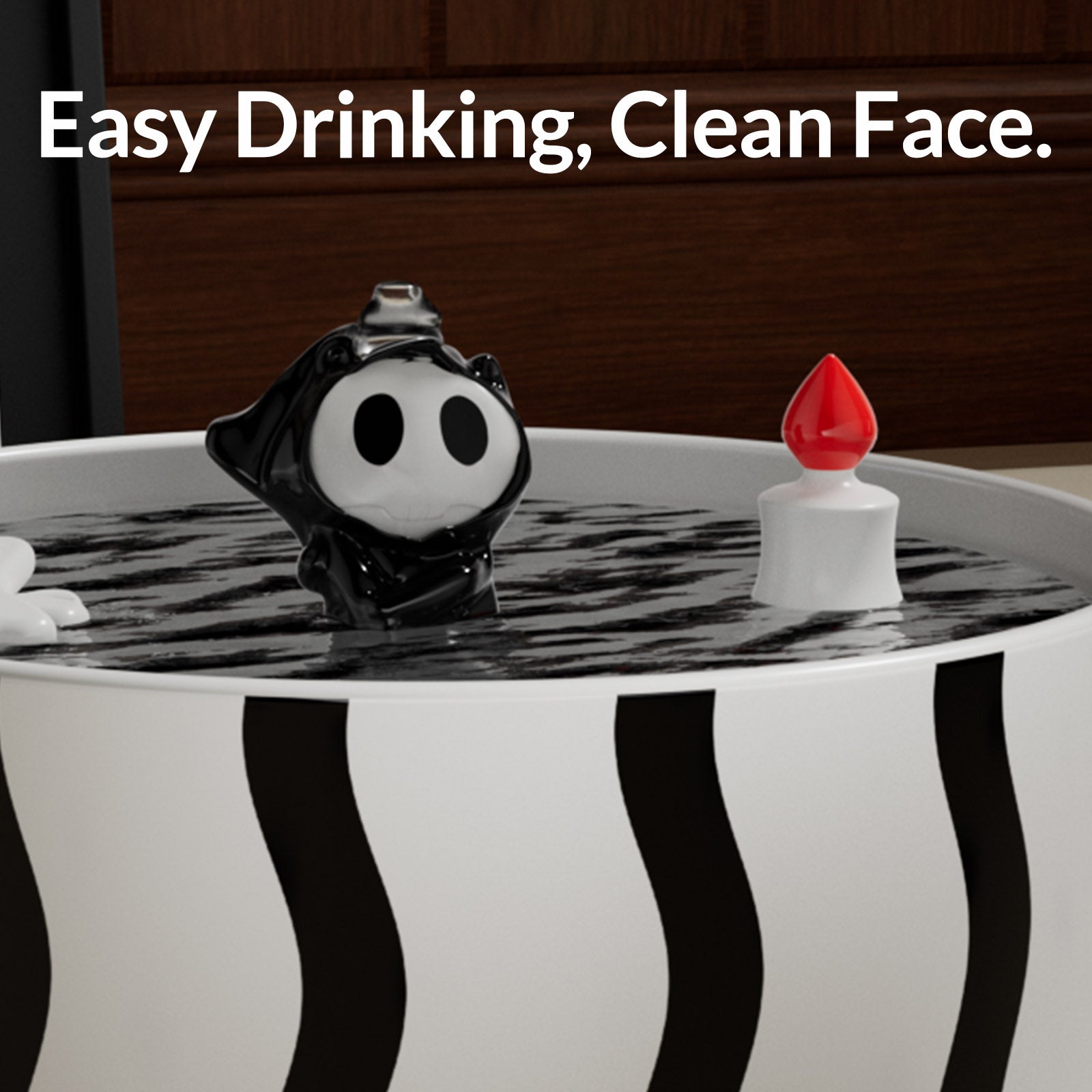 50oz/1.5L Devil Horn Ceramic Cat Water Fountain