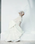 Luxurious Cat Wedding Gown with Train and Veil