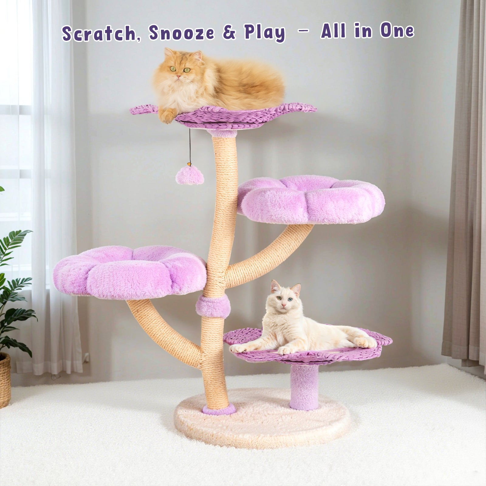 Purple Woven Flower Cat Tree