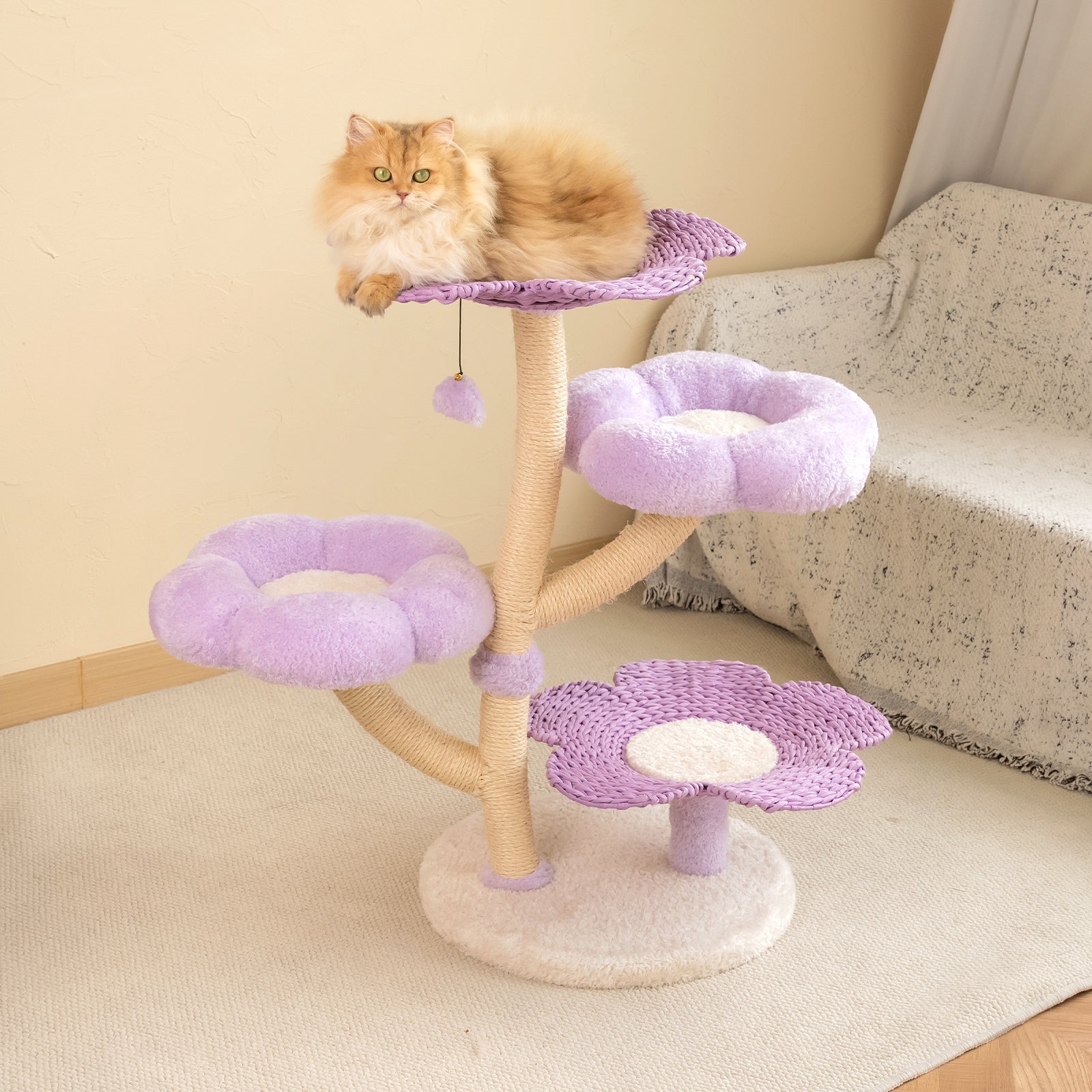 Purple Woven Flower Cat Tree