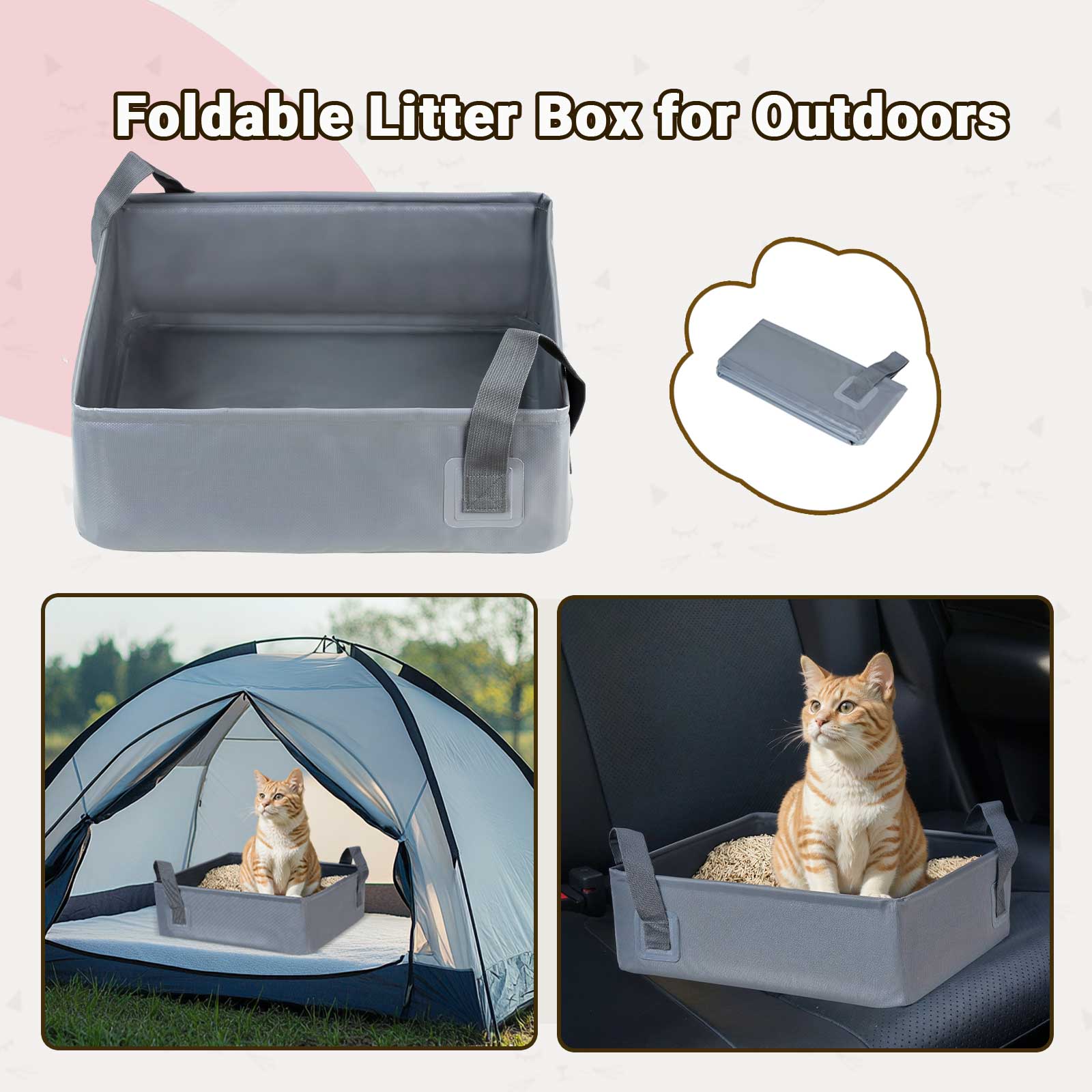 Portable Foldable Cat Litter Box – Perfect for Travel and Easy Cleanup Anywhere