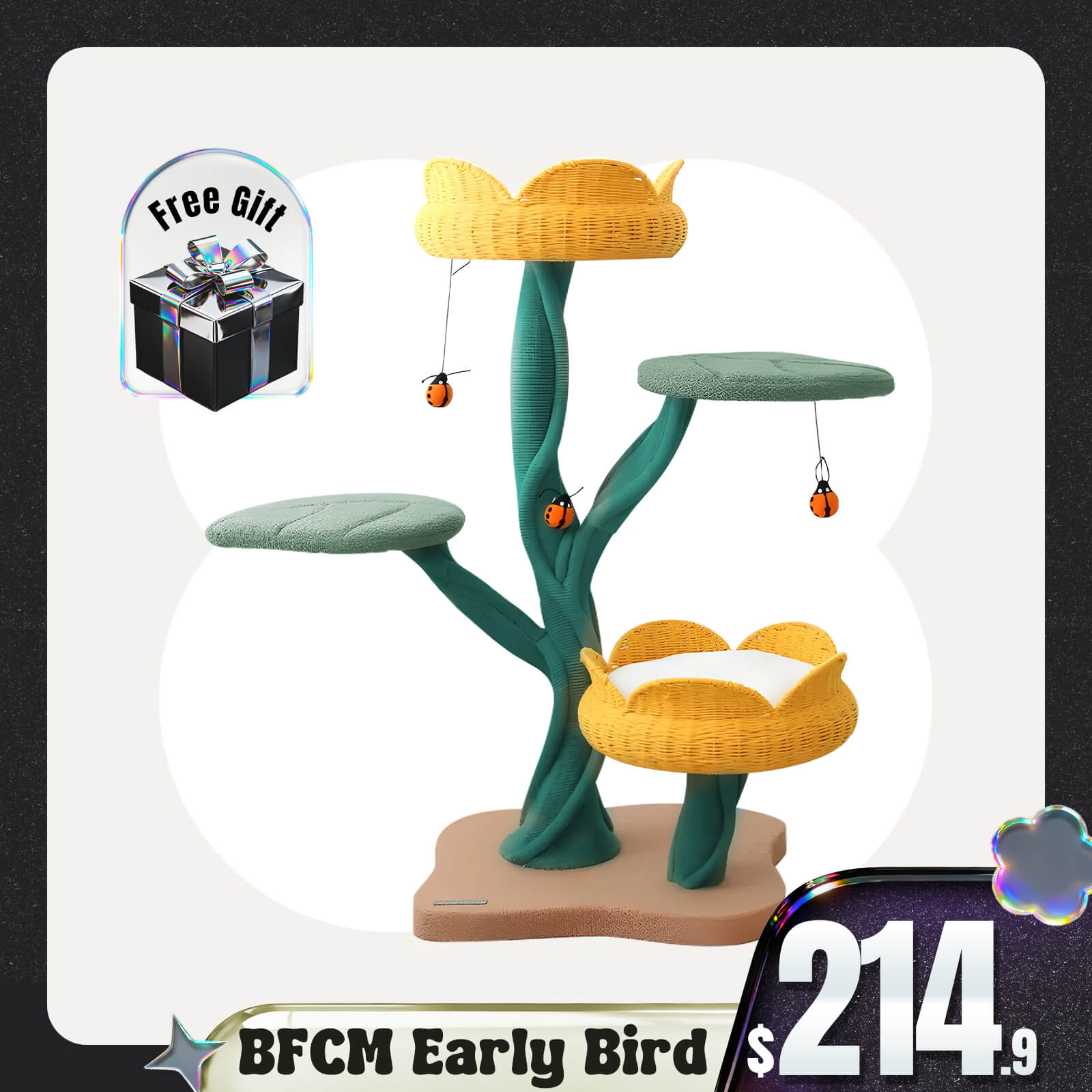 Yellow Tulip Cat Tree