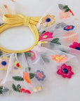 Flower Embroidery Cat Bib