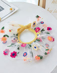 Flower Embroidery Cat Bib